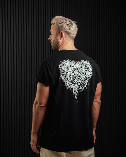 »Lia Heart Black & White« T-Shirt Black