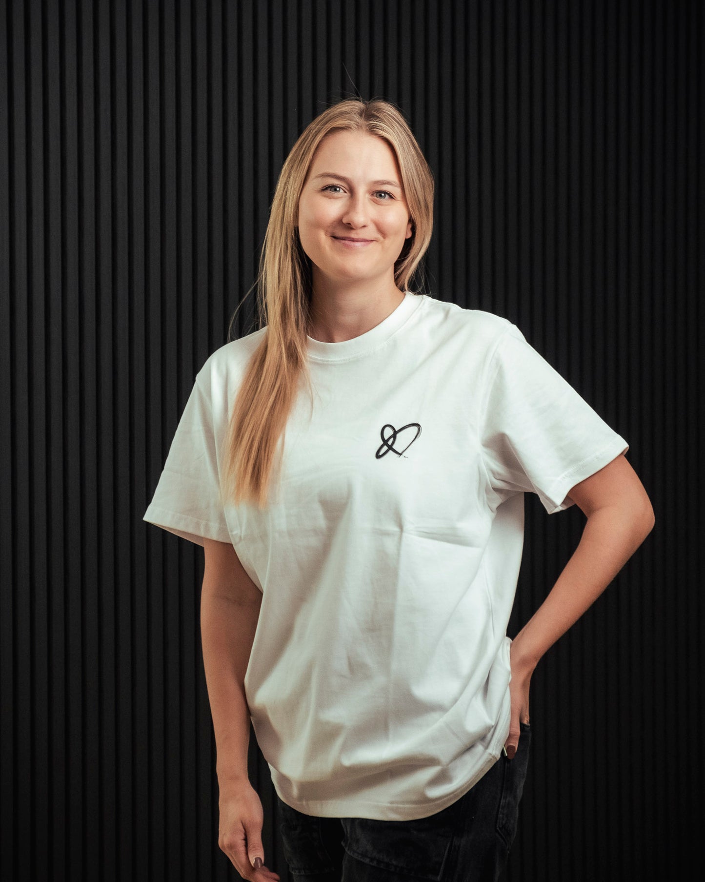 »Lia Heart Black & White« T-Shirt White
