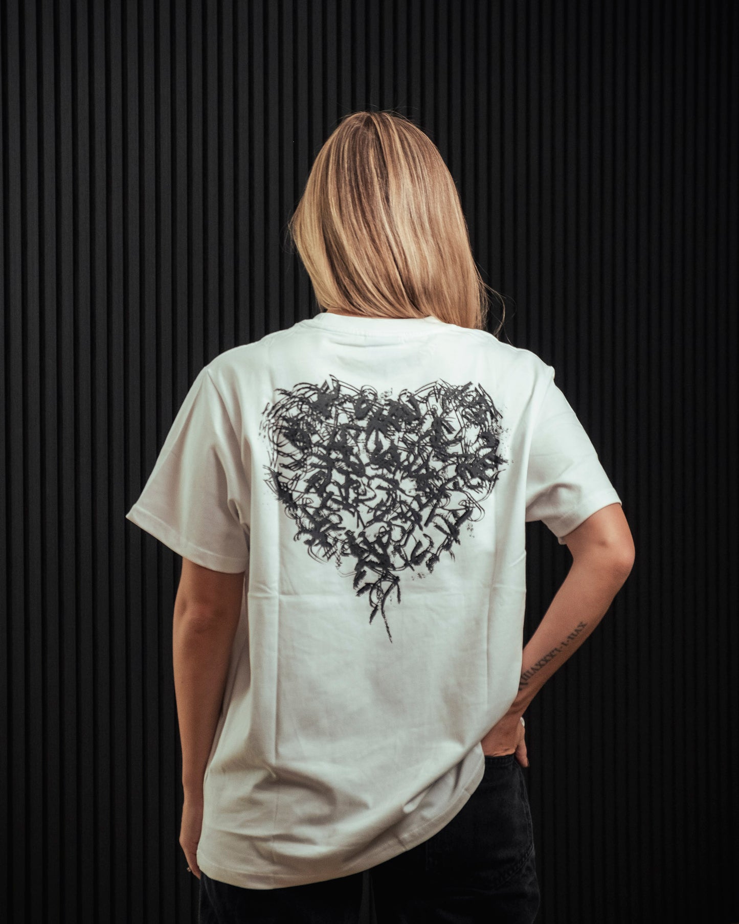 »Lia Heart Black & White« T-Shirt White